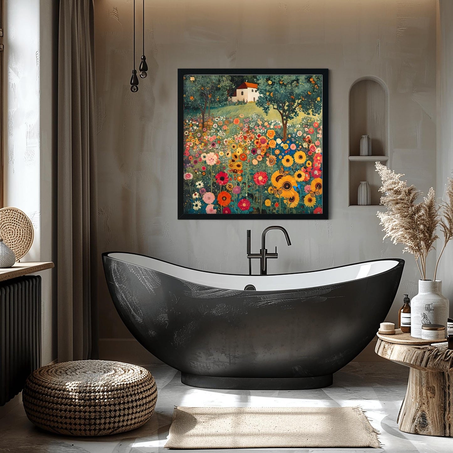 Gustav Klimt Flower Garden Print: Vibrant Botanical Art Poster