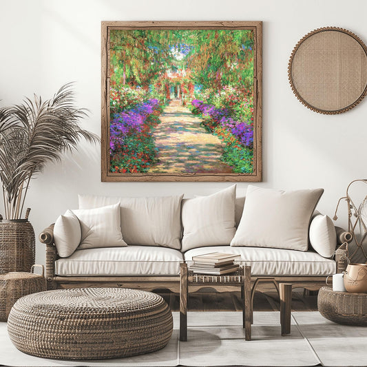 Monet Garden Path Art Print: Impressionist Floral Landscape Poster