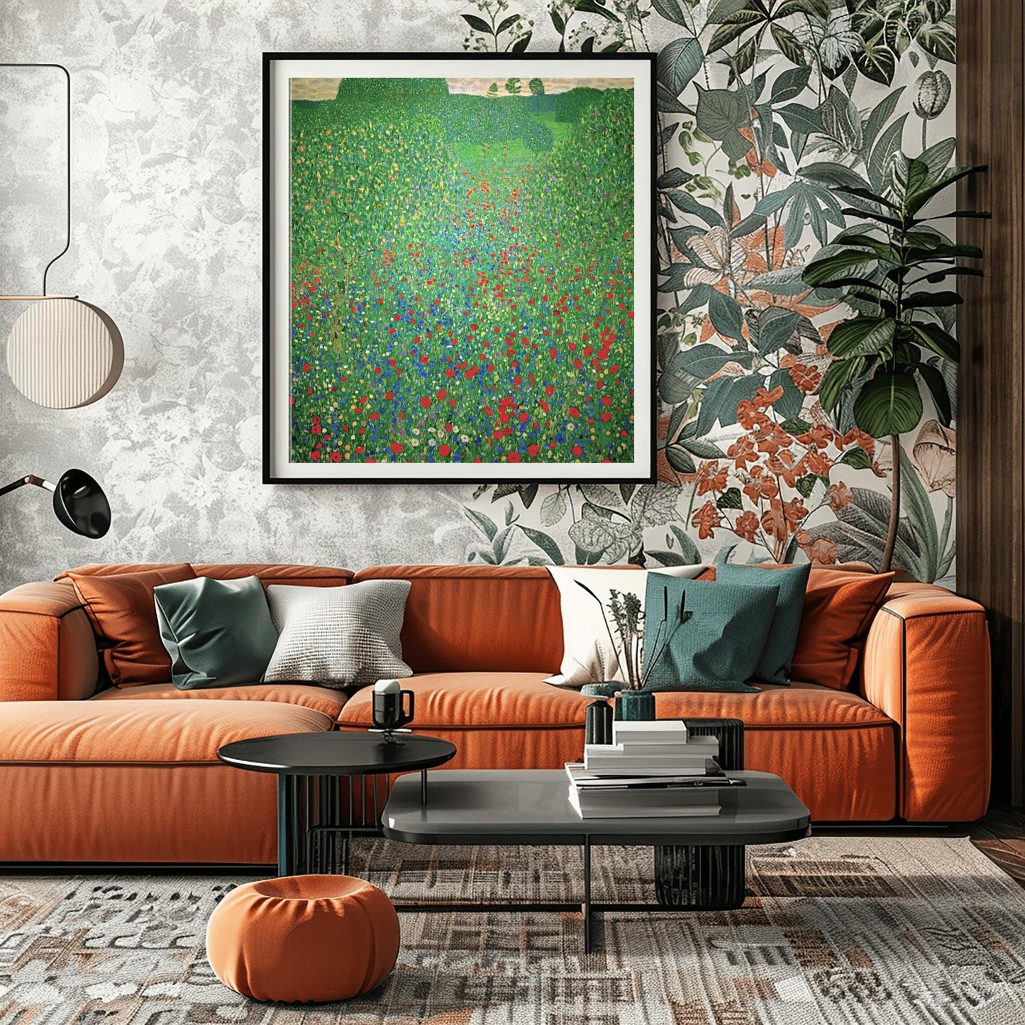 Gustav Klimt Poppy Field Print: Austrian Symbolism Fine Art Reproduction