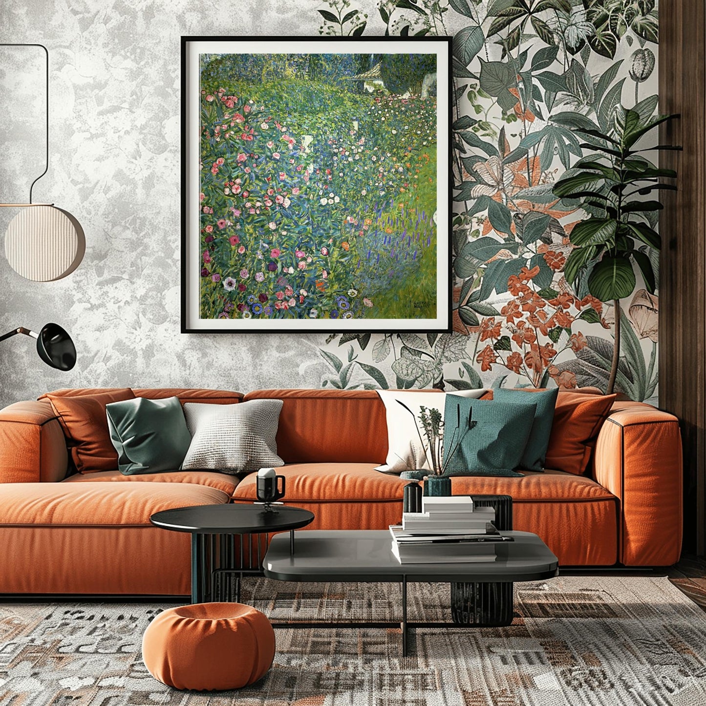 Gustav Klimt Rose Garden Print: Austrian Floral Landscape Art