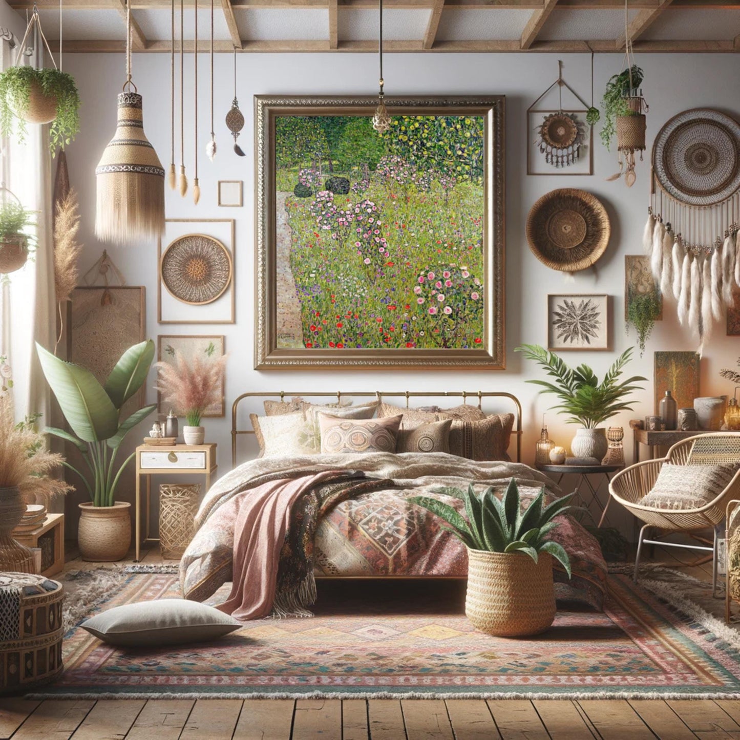 Gustav Klimt Flower Garden Print: Lush Impressionist Art Nouveau Poster