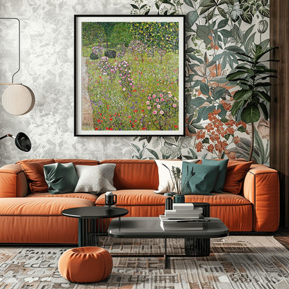 Gustav Klimt Flower Garden Print: Lush Impressionist Art Nouveau Poster