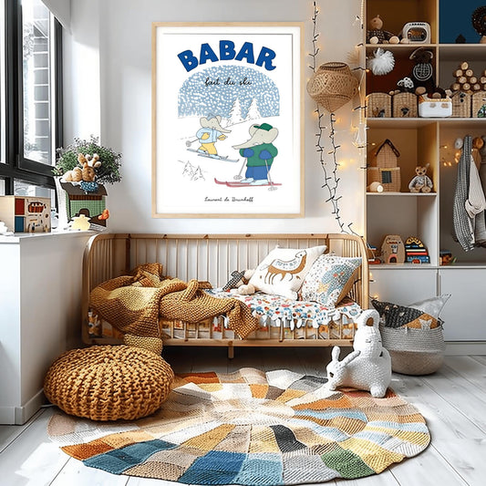 Babar The Elephant Print: Retro Nursery Decor, Kids Room Art