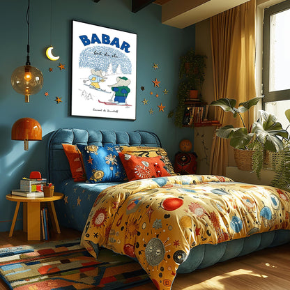Babar The Elephant Print: Retro Nursery Decor, Kids Room Art