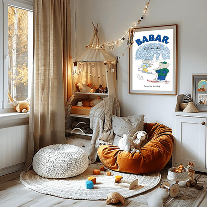 Babar The Elephant Print: Retro Nursery Decor, Kids Room Art