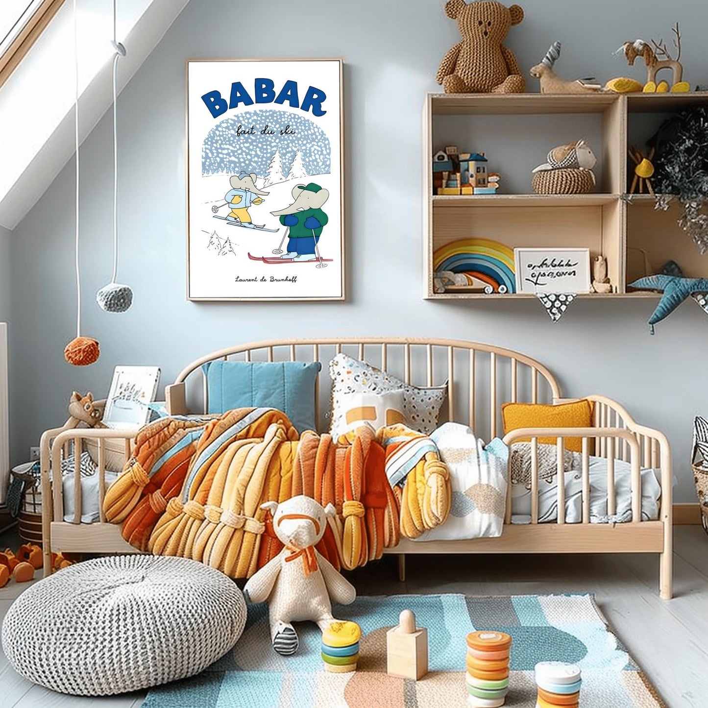 Babar The Elephant Print: Retro Nursery Decor, Kids Room Art