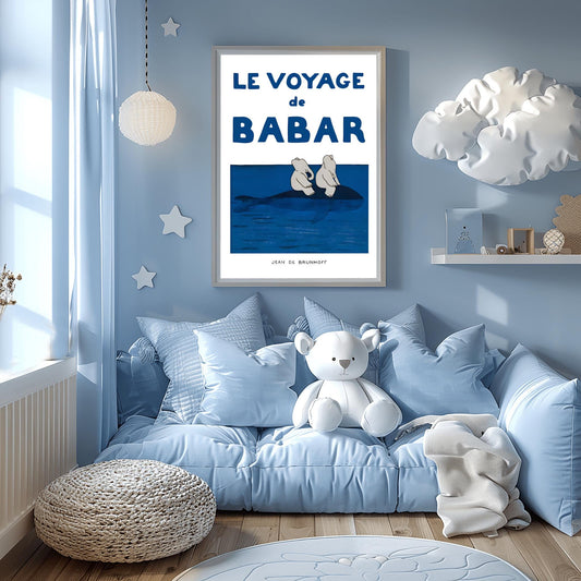 Babar the Elephant Print: Vintage Kids Room Decor, Nursery Wall Art