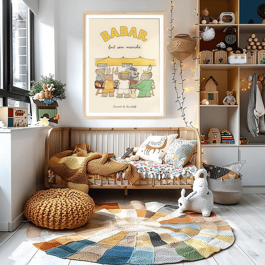 Babar the Elephant Print: Retro Nursery Decor, Kids Room Art