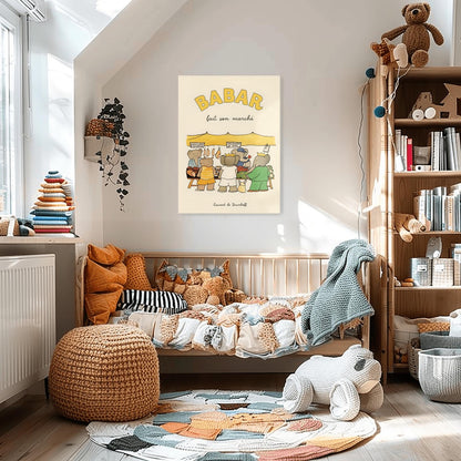 Babar the Elephant Print: Retro Nursery Decor, Kids Room Art
