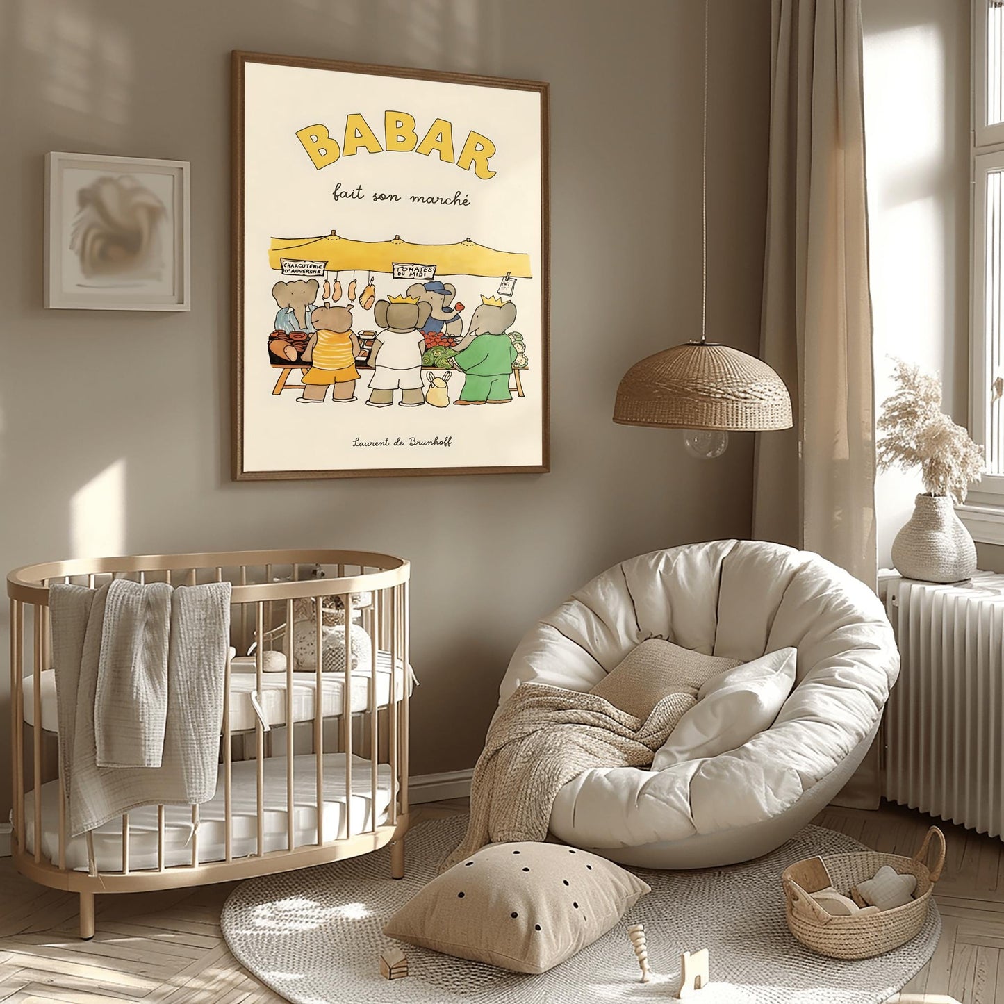 Babar the Elephant Print: Retro Nursery Decor, Kids Room Art