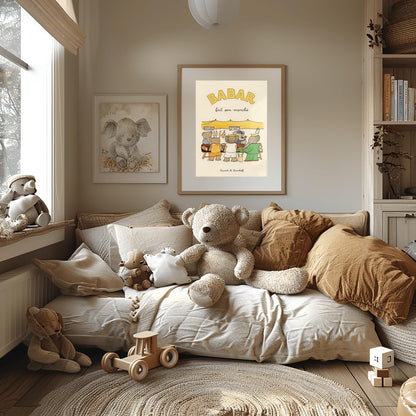Babar the Elephant Print: Retro Nursery Decor, Kids Room Art