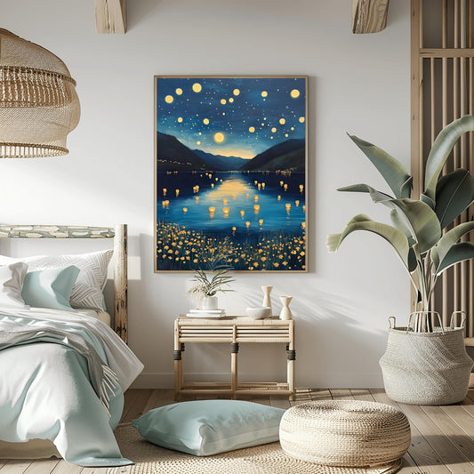 Gustav Klimt Moon Night Print: Starry Tree Art, Exhibition Poster