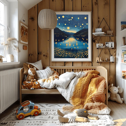 Gustav Klimt Moon Night Print: Starry Tree Art, Exhibition Poster
