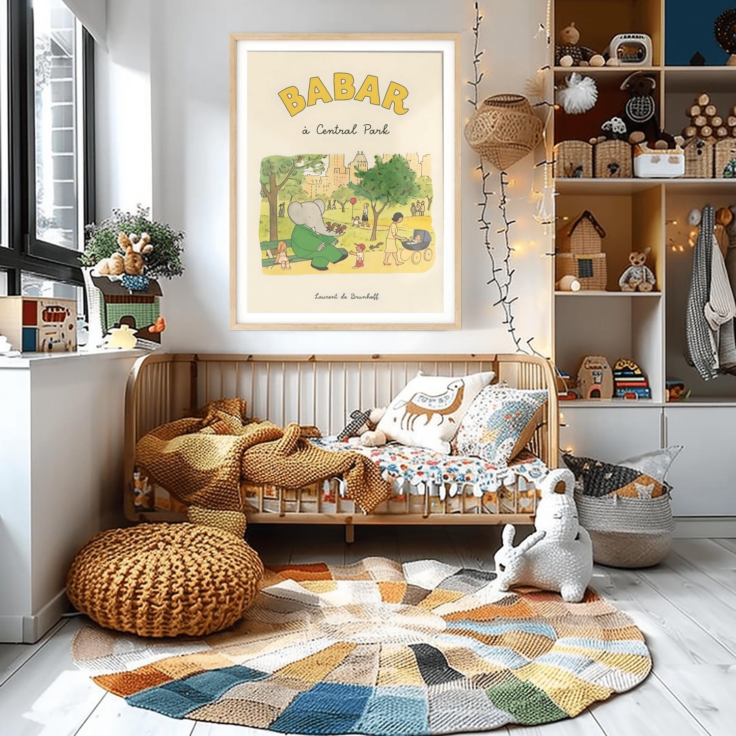 Babar the Elephant Print: Retro Nursery Decor, Kids Room Art
