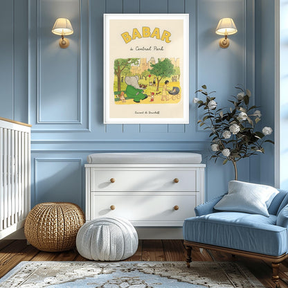 Babar the Elephant Print: Retro Nursery Decor, Kids Room Art