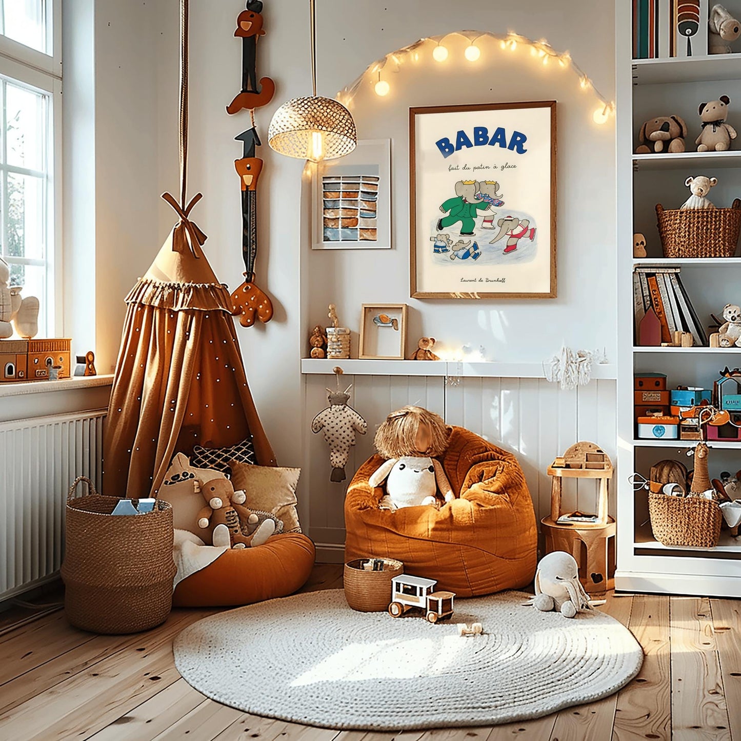 Babar the Elephant Print: Retro Nursery Decor, Kids Room Art