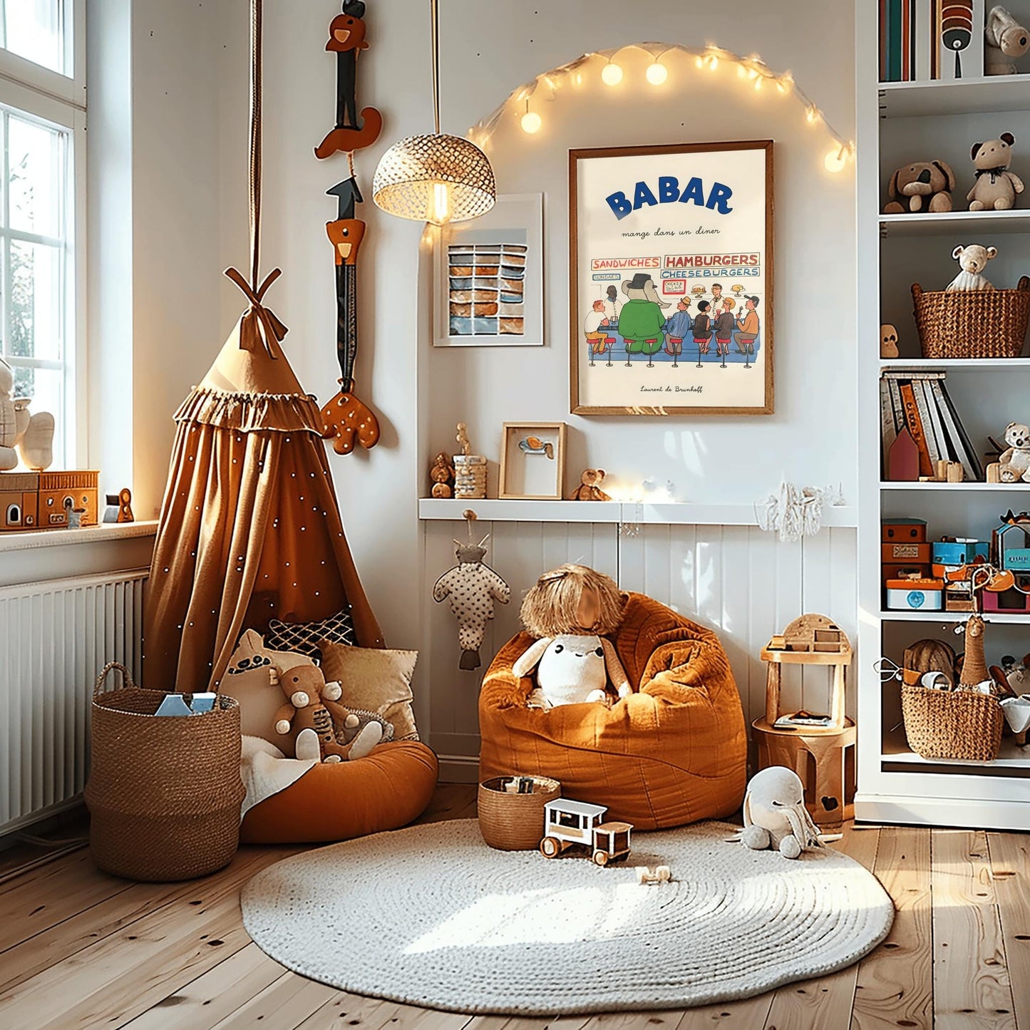 Babar the Elephant Print: Retro Nursery Decor, Kids Room Art