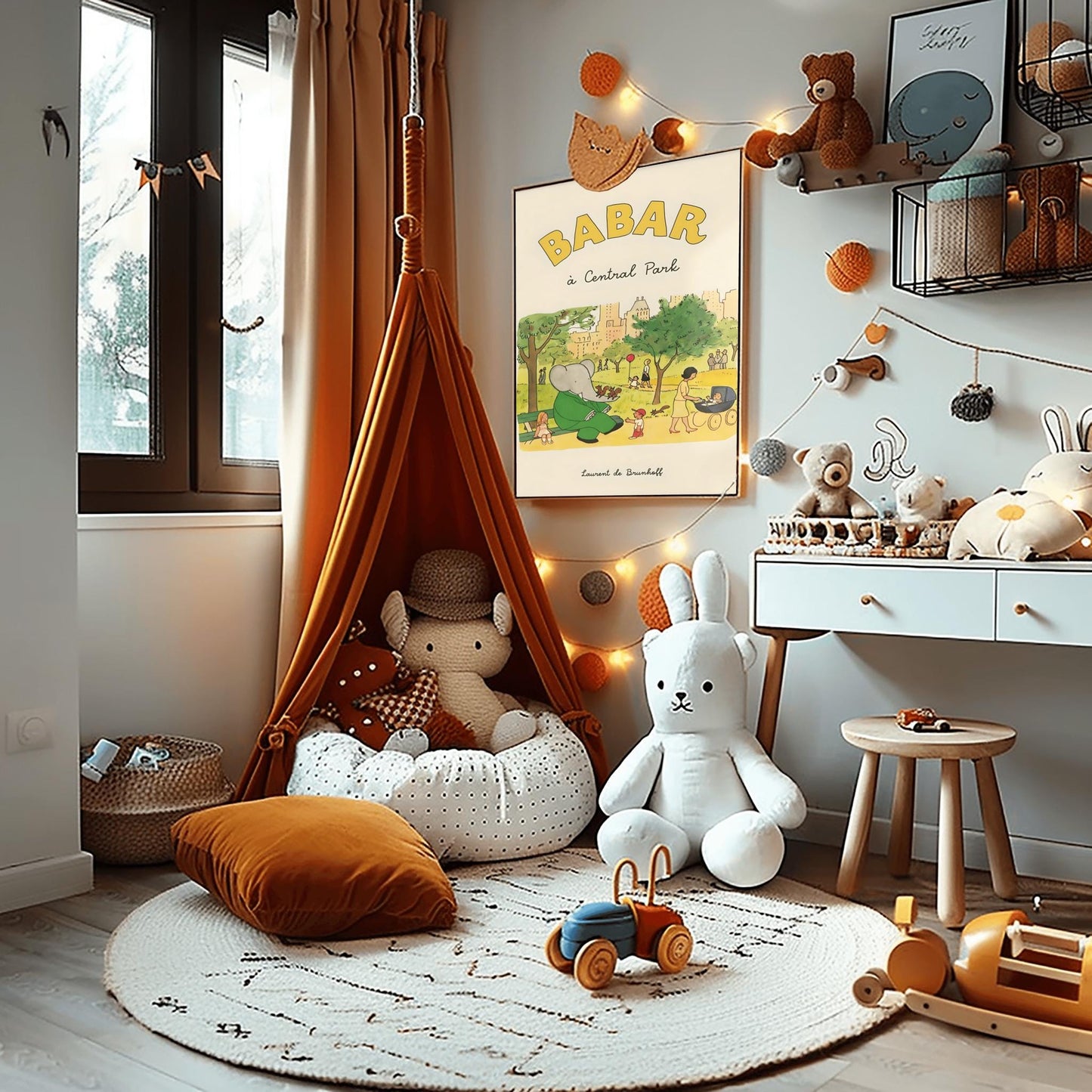 Babar the Elephant Print: Retro Nursery Decor, Kids Room Art