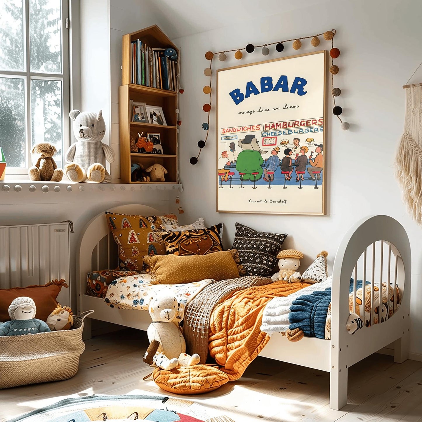 Babar the Elephant Print: Retro Nursery Decor, Kids Room Art