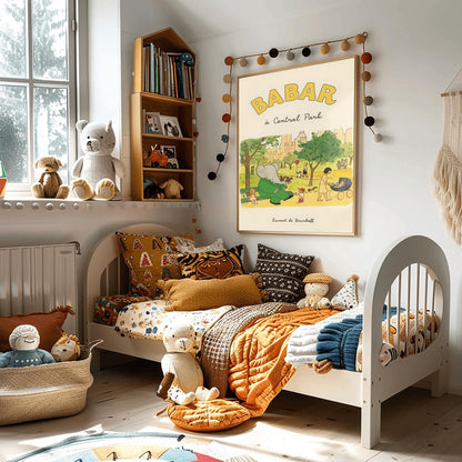 Babar the Elephant Print: Retro Nursery Decor, Kids Room Art
