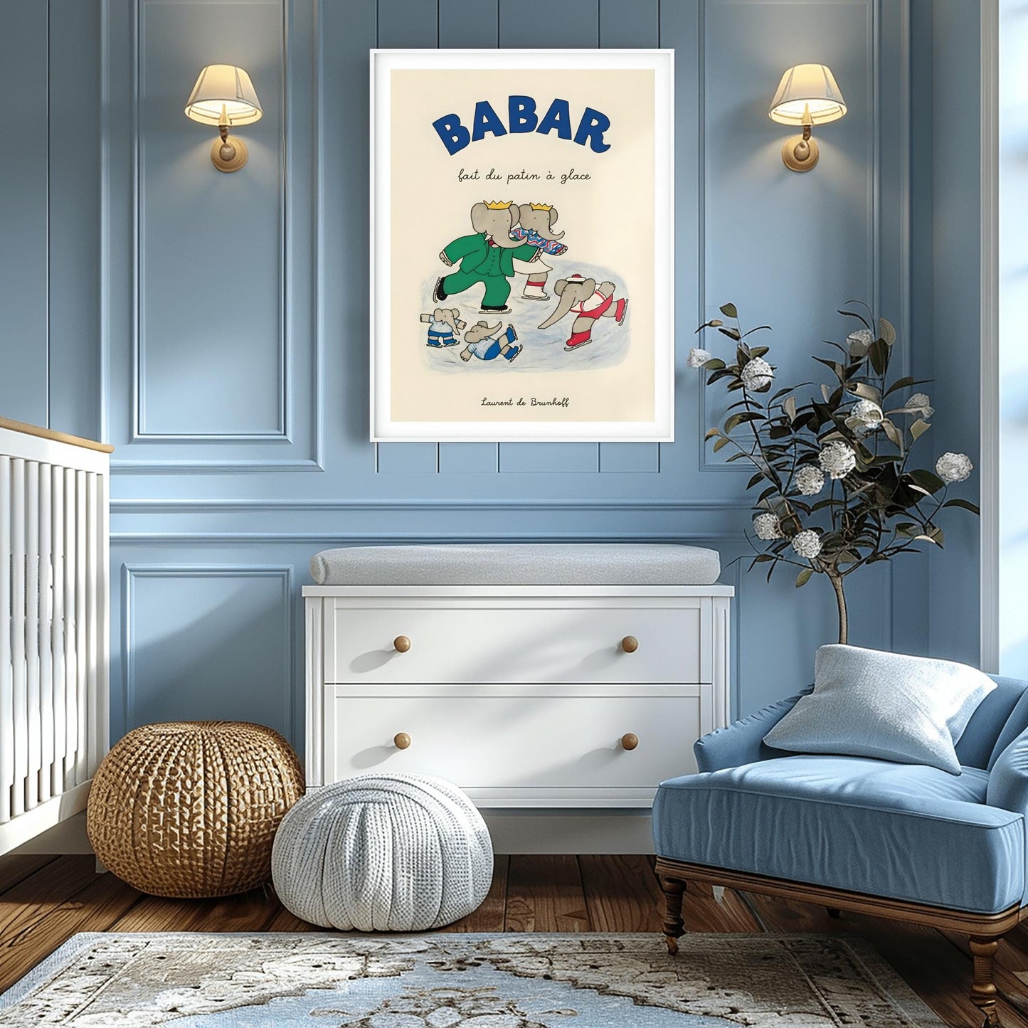 Babar the Elephant Print: Retro Nursery Decor, Kids Room Art