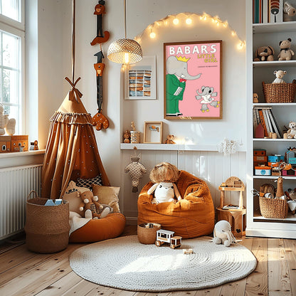 Babar the Elephant Print: Retro Nursery Decor, Kids Room Art