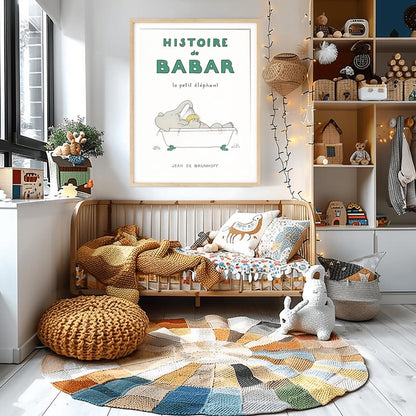 Babar the Elephant Print: Retro Nursery Decor, Kids Room Art