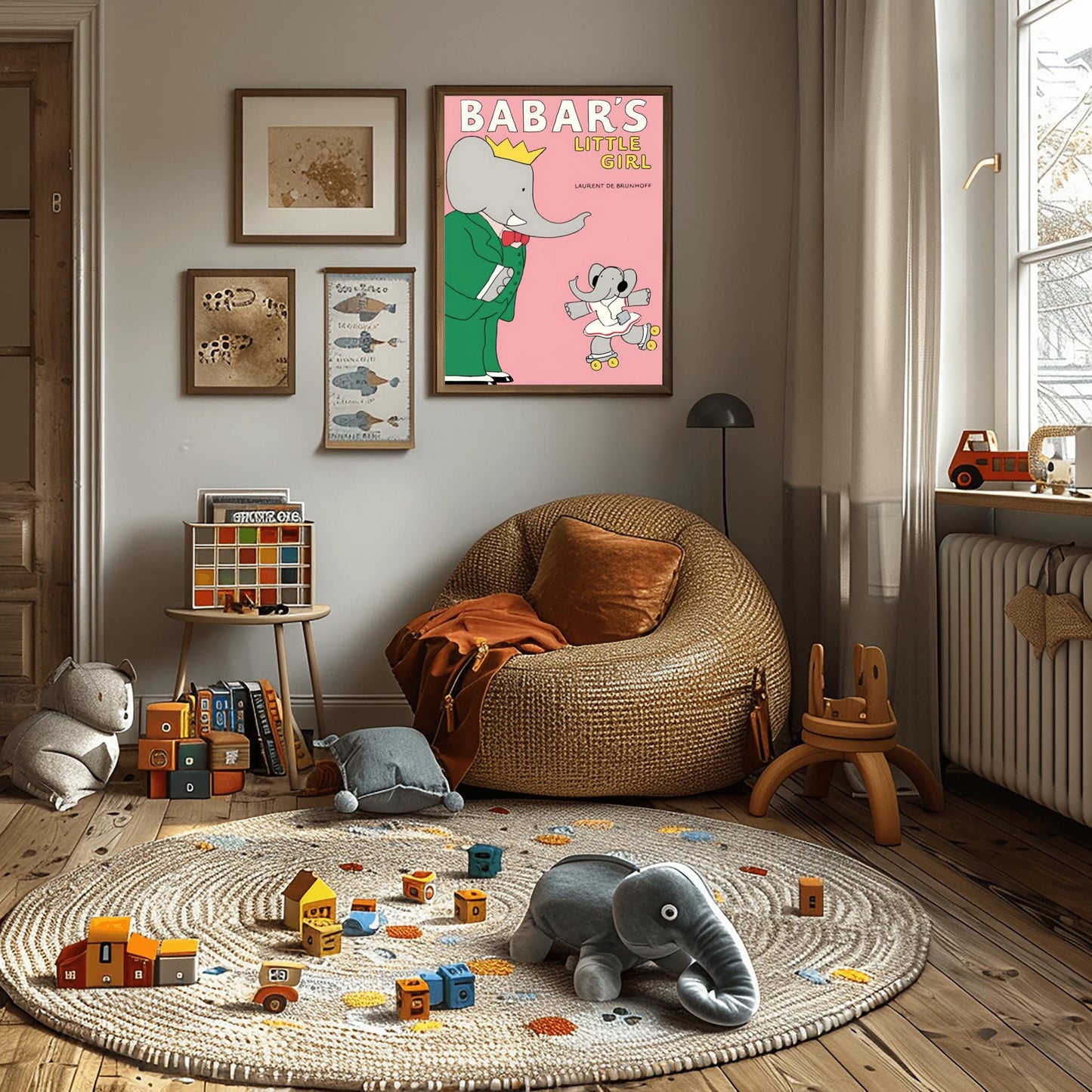 Babar the Elephant Print: Retro Nursery Decor, Kids Room Art