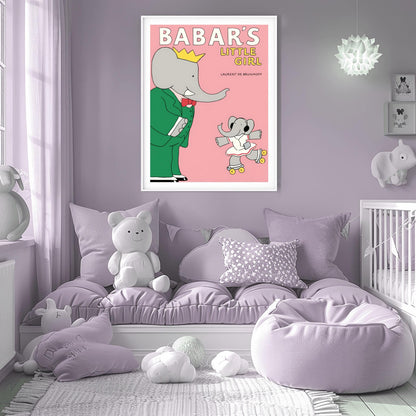 Babar the Elephant Print: Retro Nursery Decor, Kids Room Art