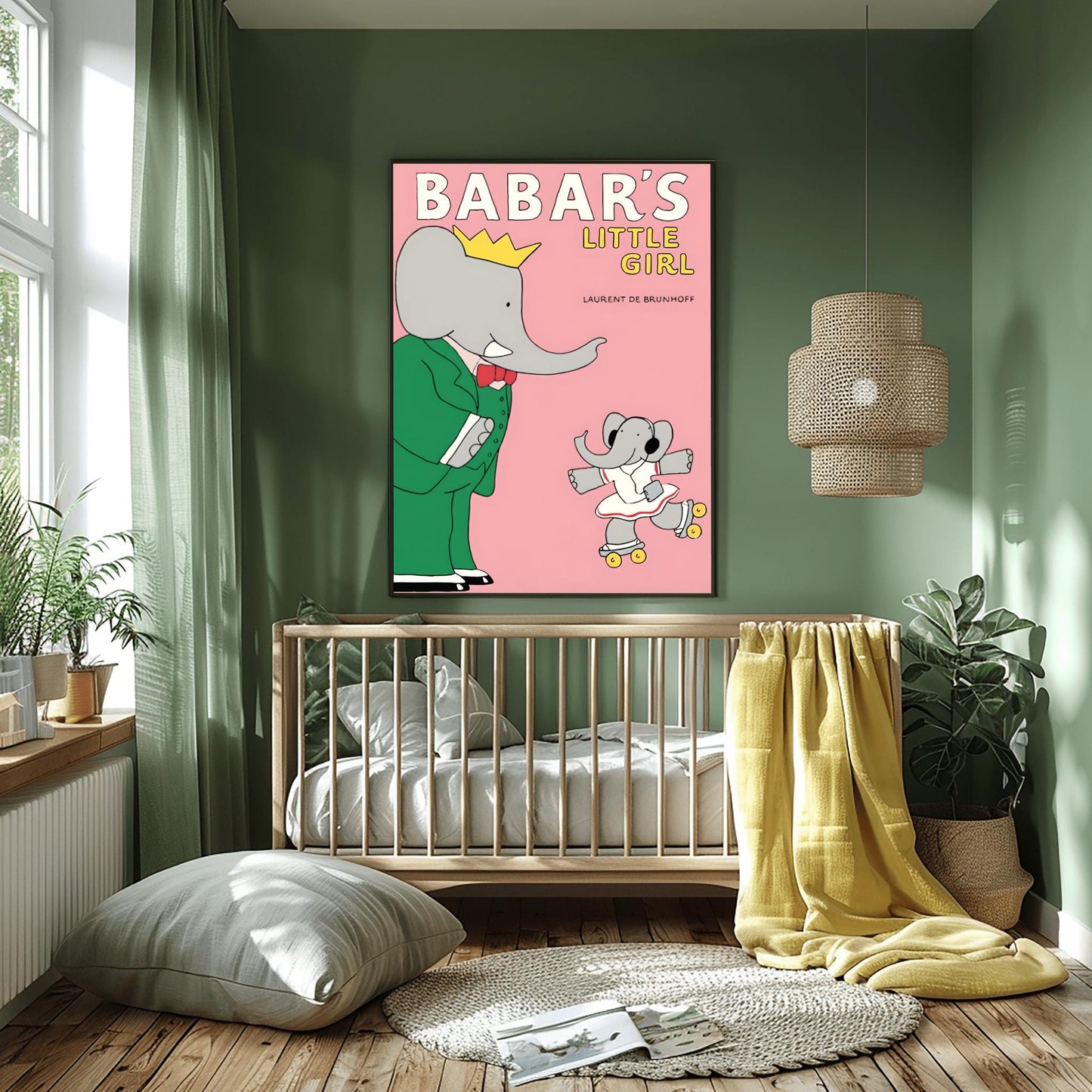 Babar the Elephant Print: Retro Nursery Decor, Kids Room Art