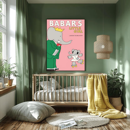 Babar the Elephant Print: Retro Nursery Decor, Kids Room Art