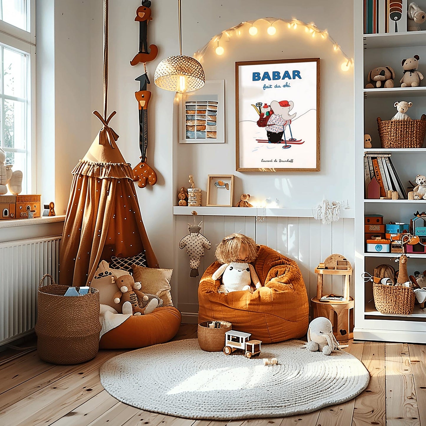 Babar the Elephant Print: Retro Nursery Decor, Kids Room Art