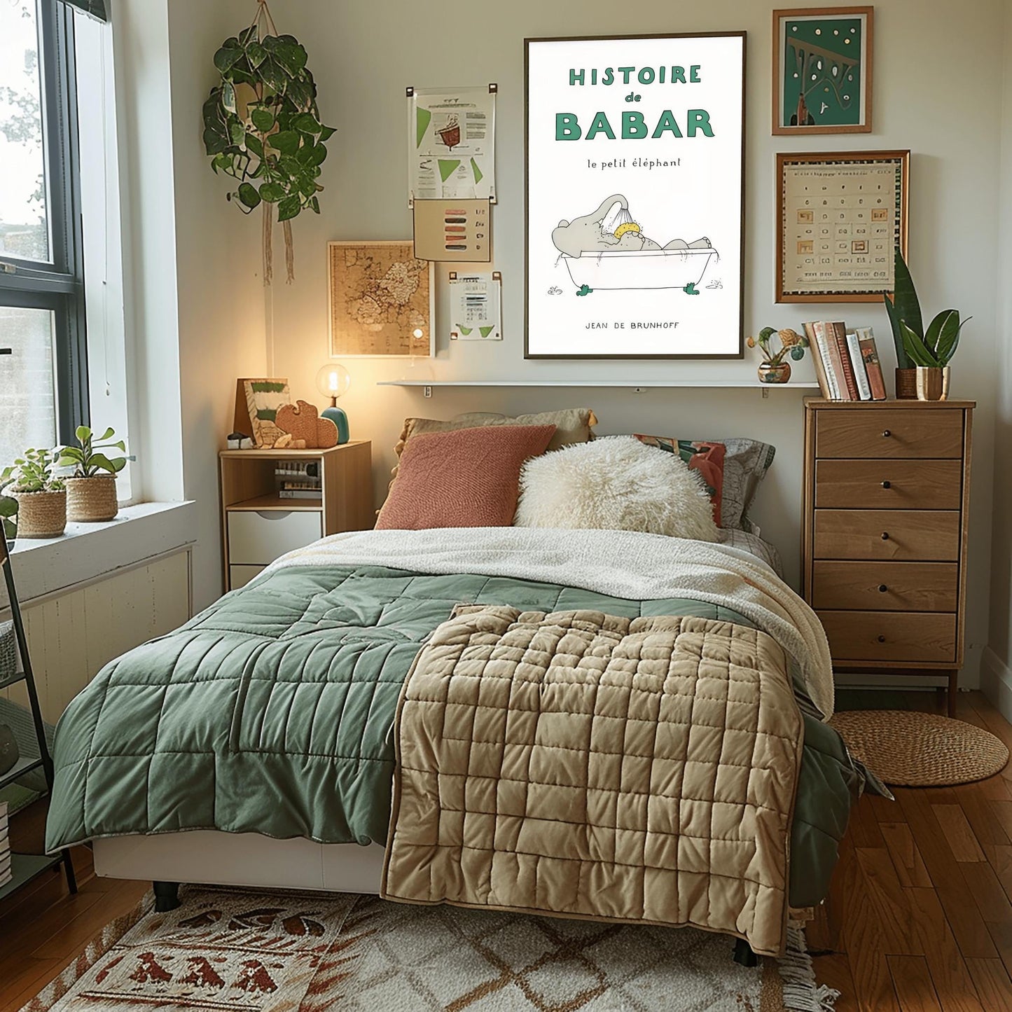 Babar the Elephant Print: Retro Nursery Decor, Kids Room Art