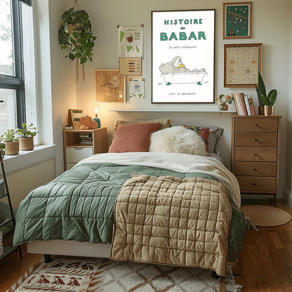 Babar the Elephant Print: Retro Nursery Decor, Kids Room Art