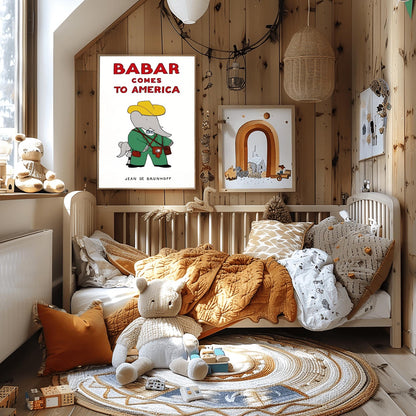 Babar the Elephant Print: Retro Nursery Decor, Kids Room Art