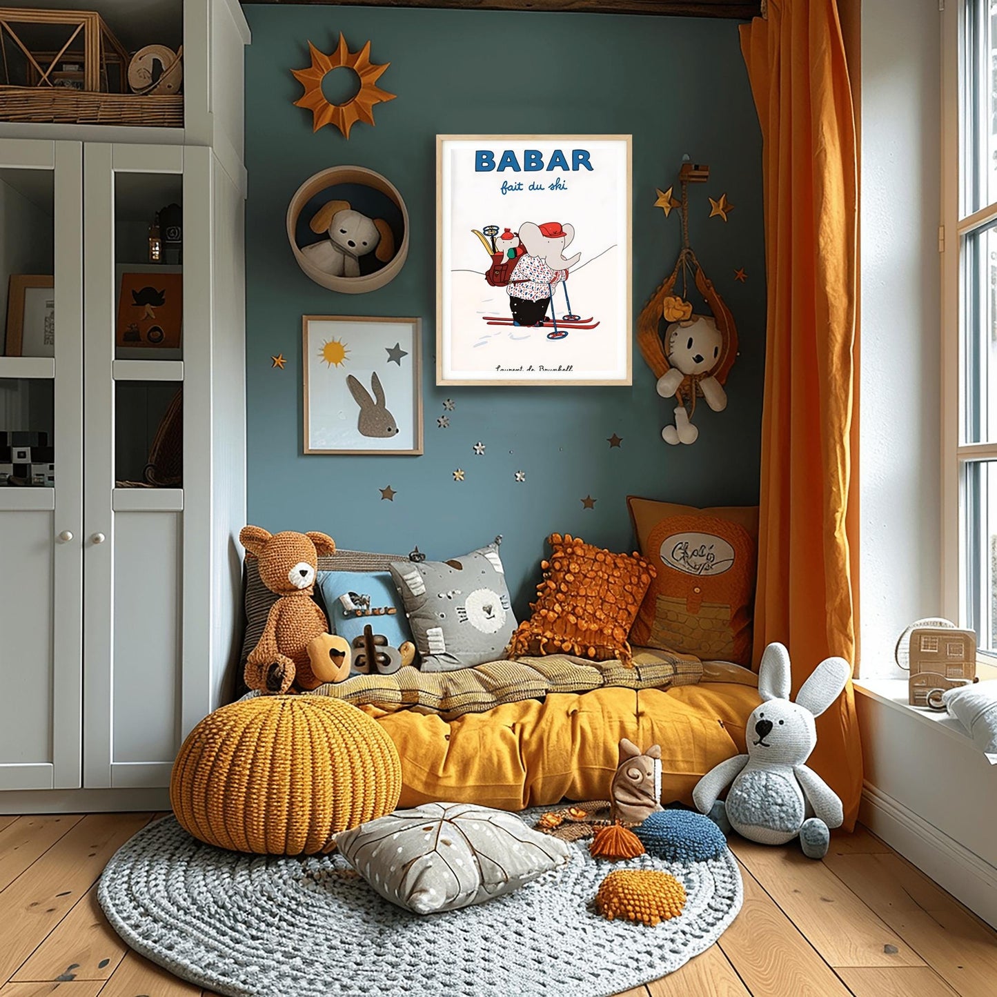 Babar the Elephant Print: Retro Nursery Decor, Kids Room Art