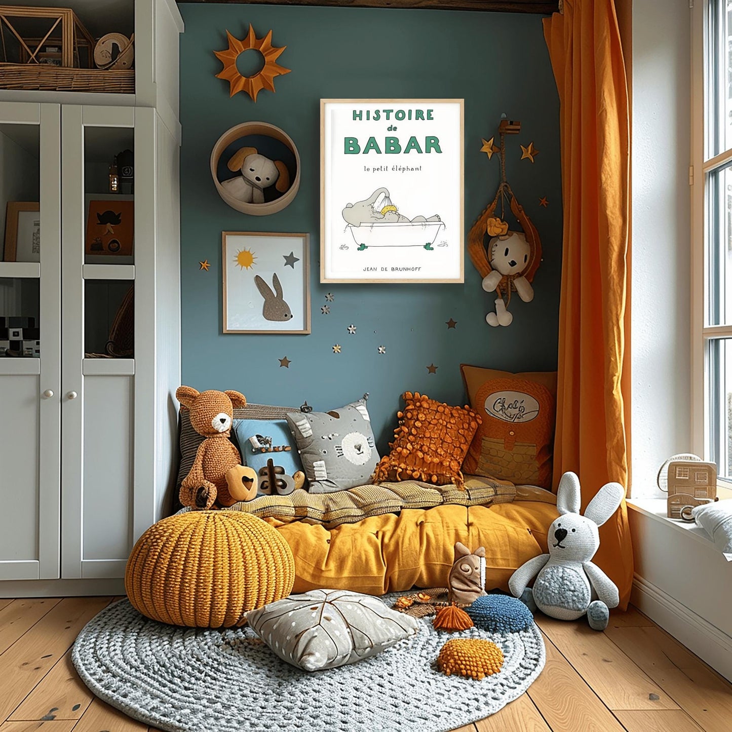 Babar the Elephant Print: Retro Nursery Decor, Kids Room Art