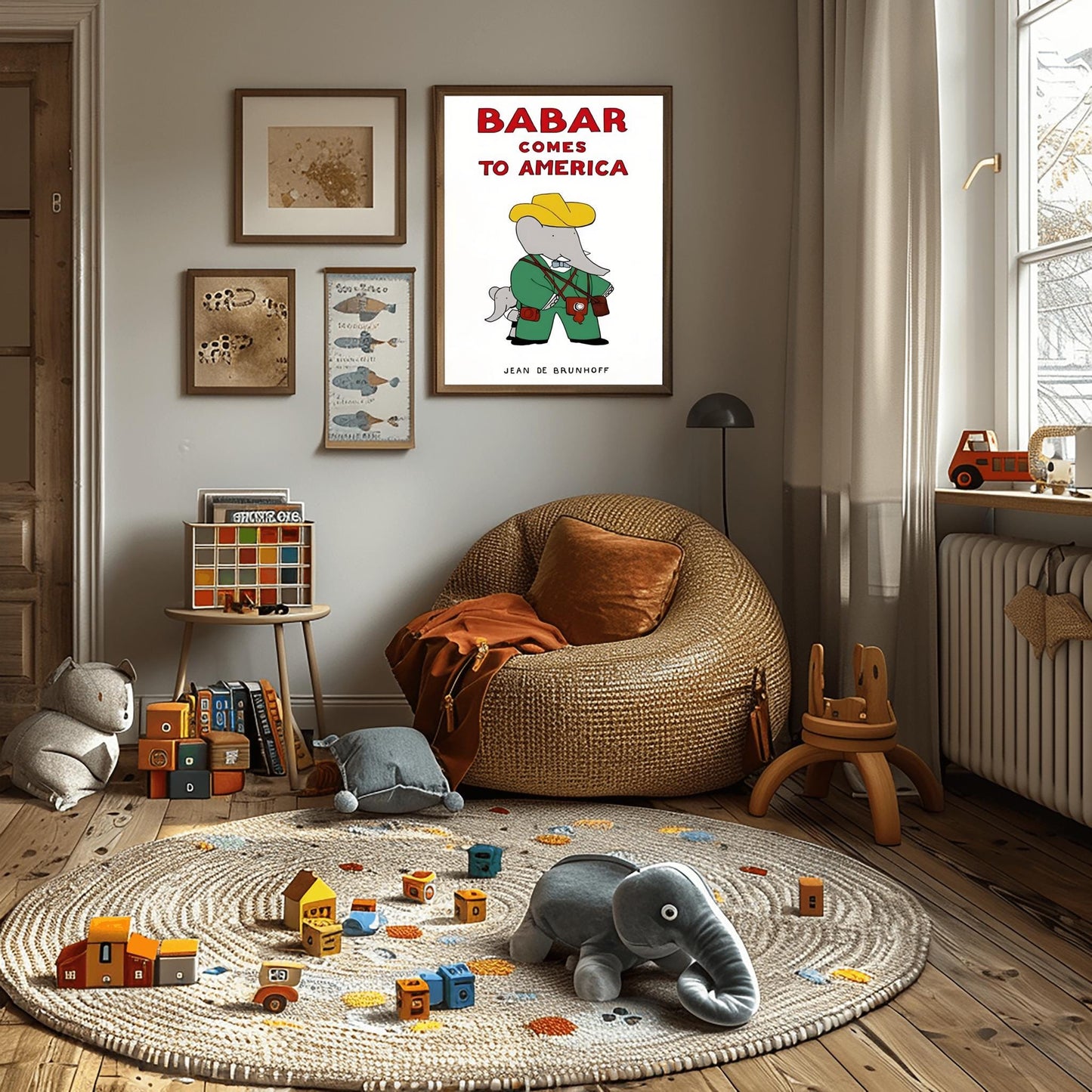 Babar the Elephant Print: Retro Nursery Decor, Kids Room Art