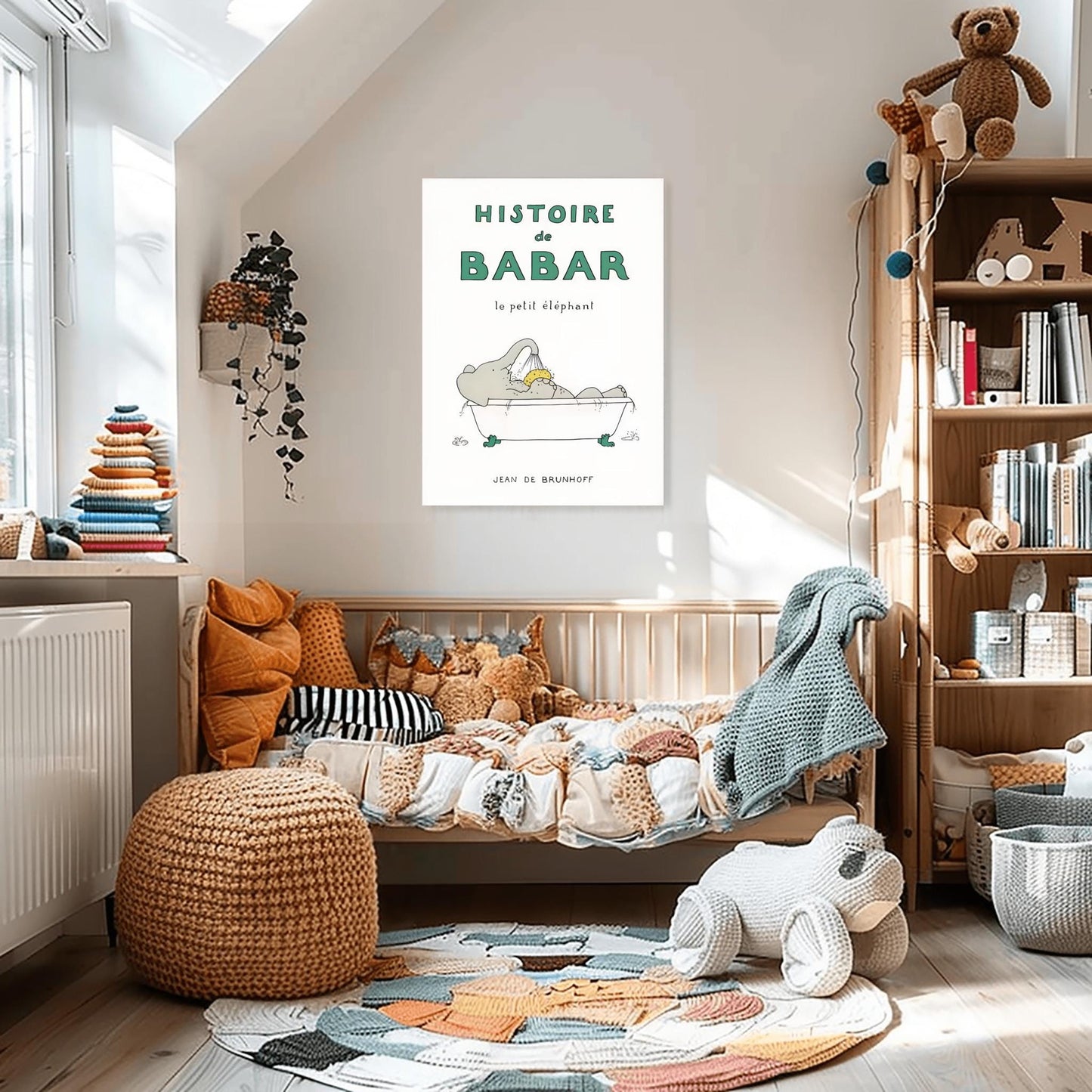 Babar the Elephant Print: Retro Nursery Decor, Kids Room Art