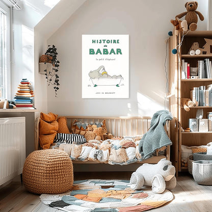 Babar the Elephant Print: Retro Nursery Decor, Kids Room Art