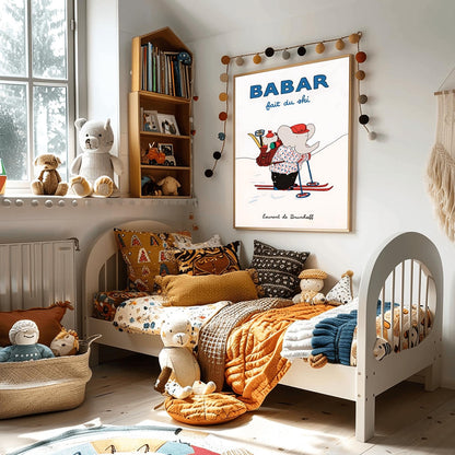 Babar the Elephant Print: Retro Nursery Decor, Kids Room Art