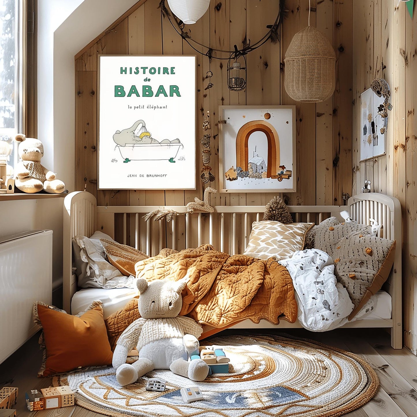 Babar the Elephant Print: Retro Nursery Decor, Kids Room Art