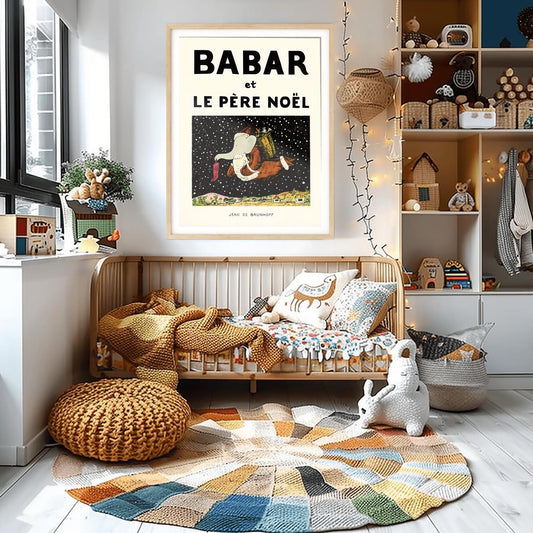 Babar the Elephant Print: Retro Nursery Decor, Kids Room Art