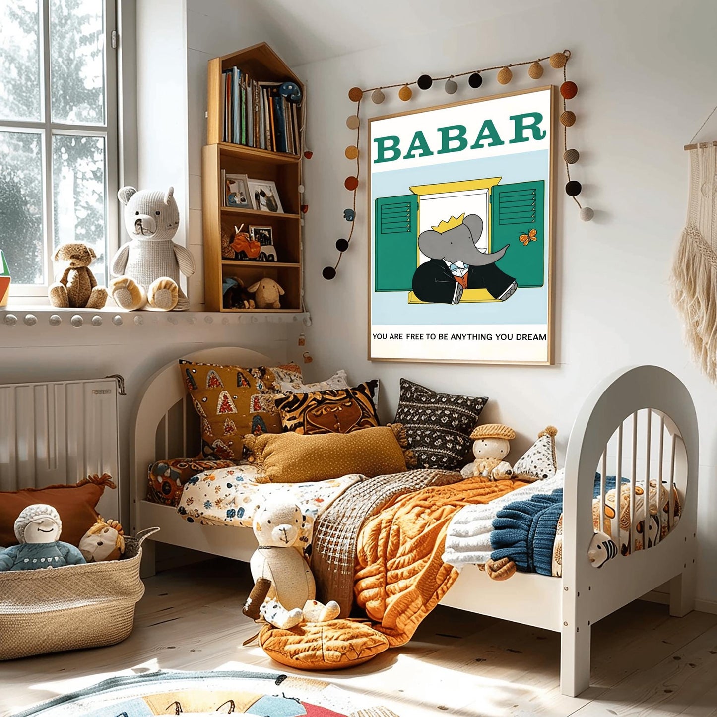 Babar the Elephant Print: Retro Nursery Decor, Kids Room Art