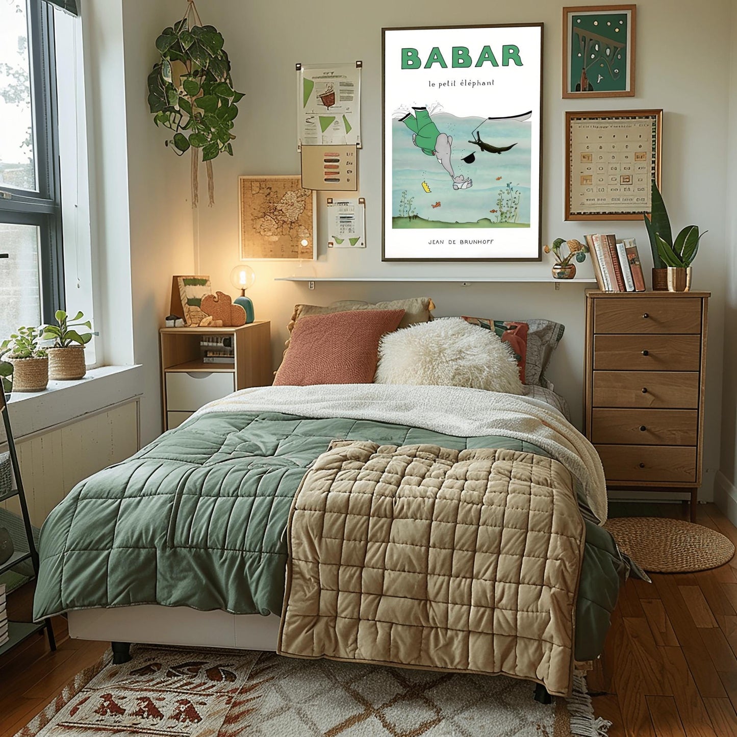 Babar the Elephant Print: Retro Nursery Decor, Kids Room Art