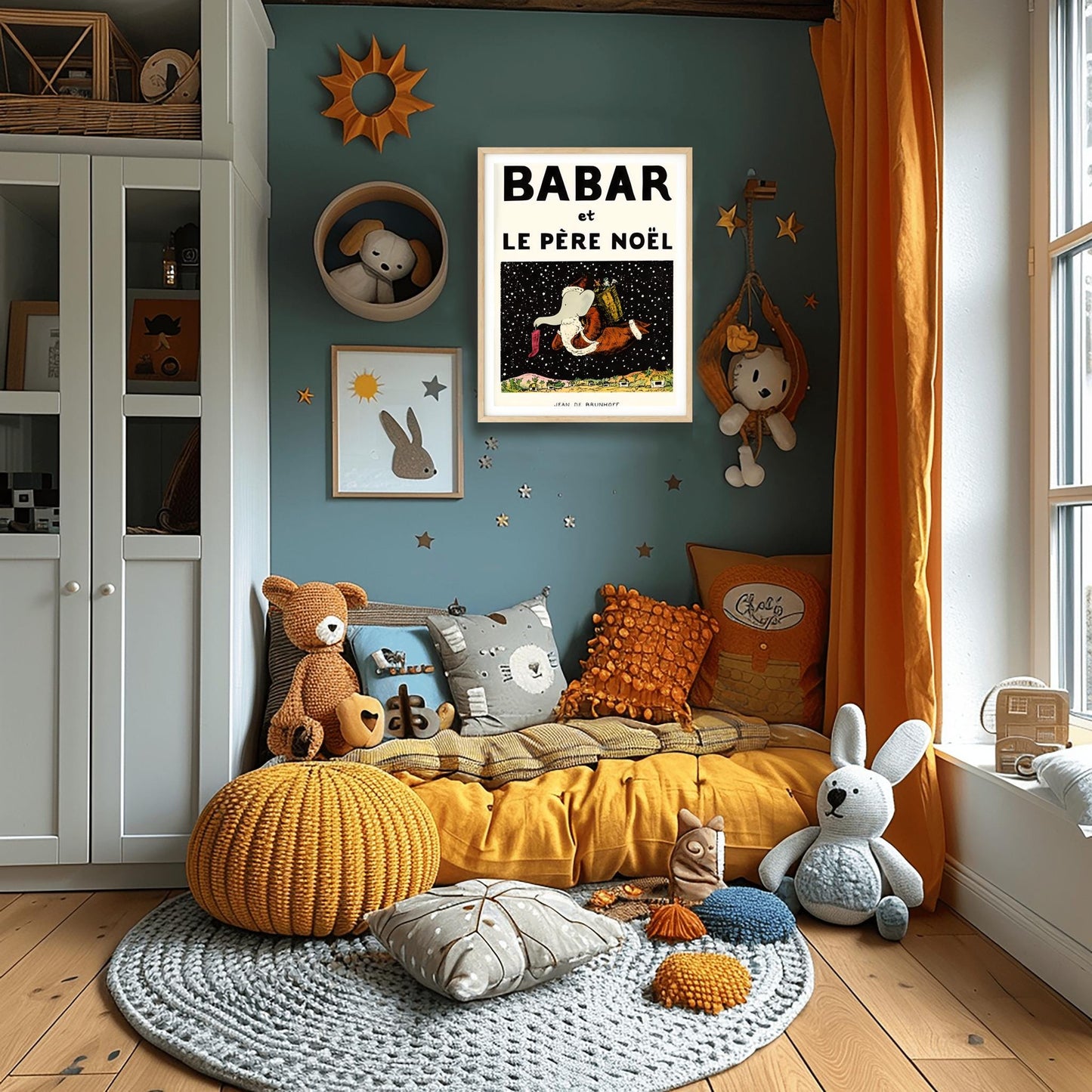 Babar the Elephant Print: Retro Nursery Decor, Kids Room Art
