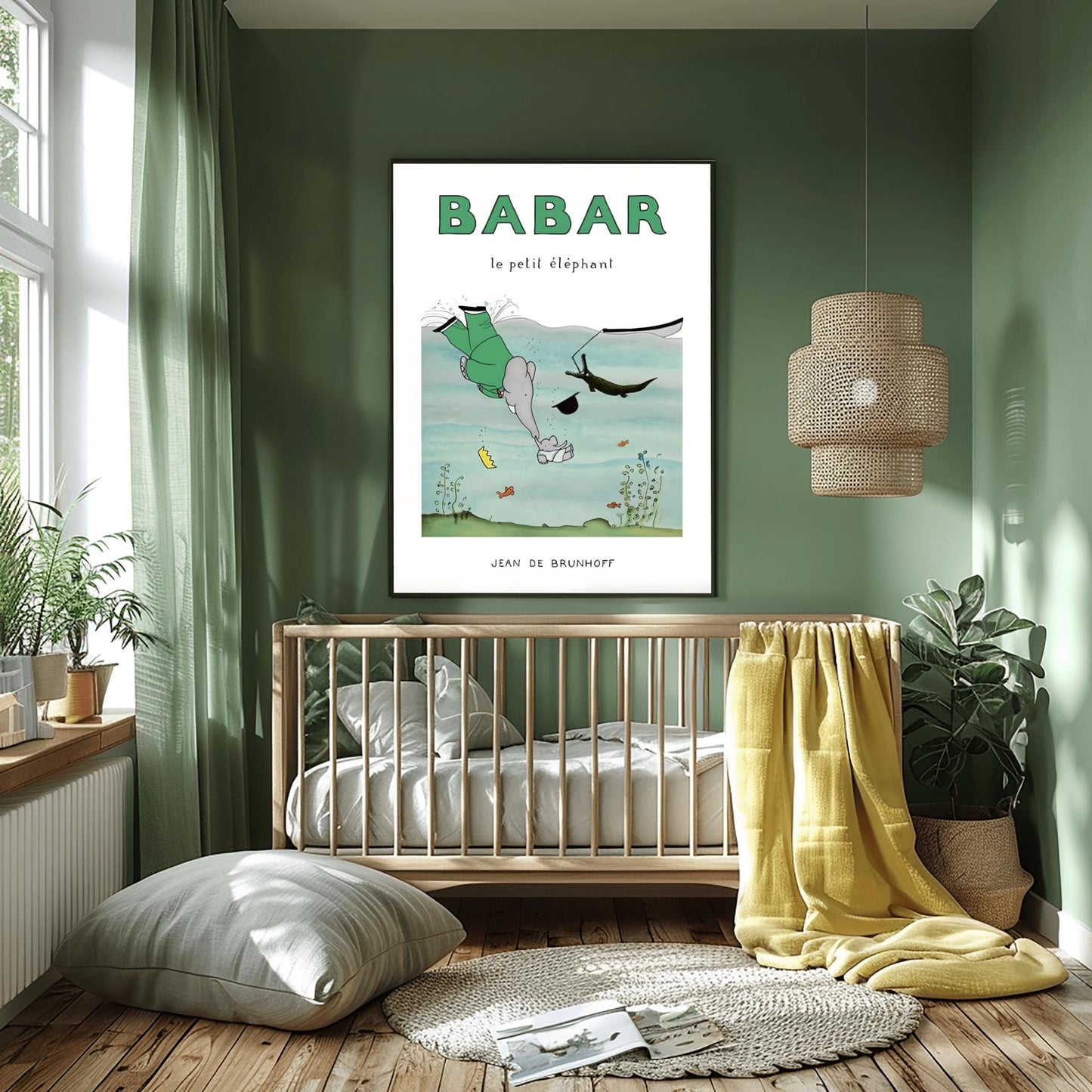 Babar the Elephant Print: Retro Nursery Decor, Kids Room Art