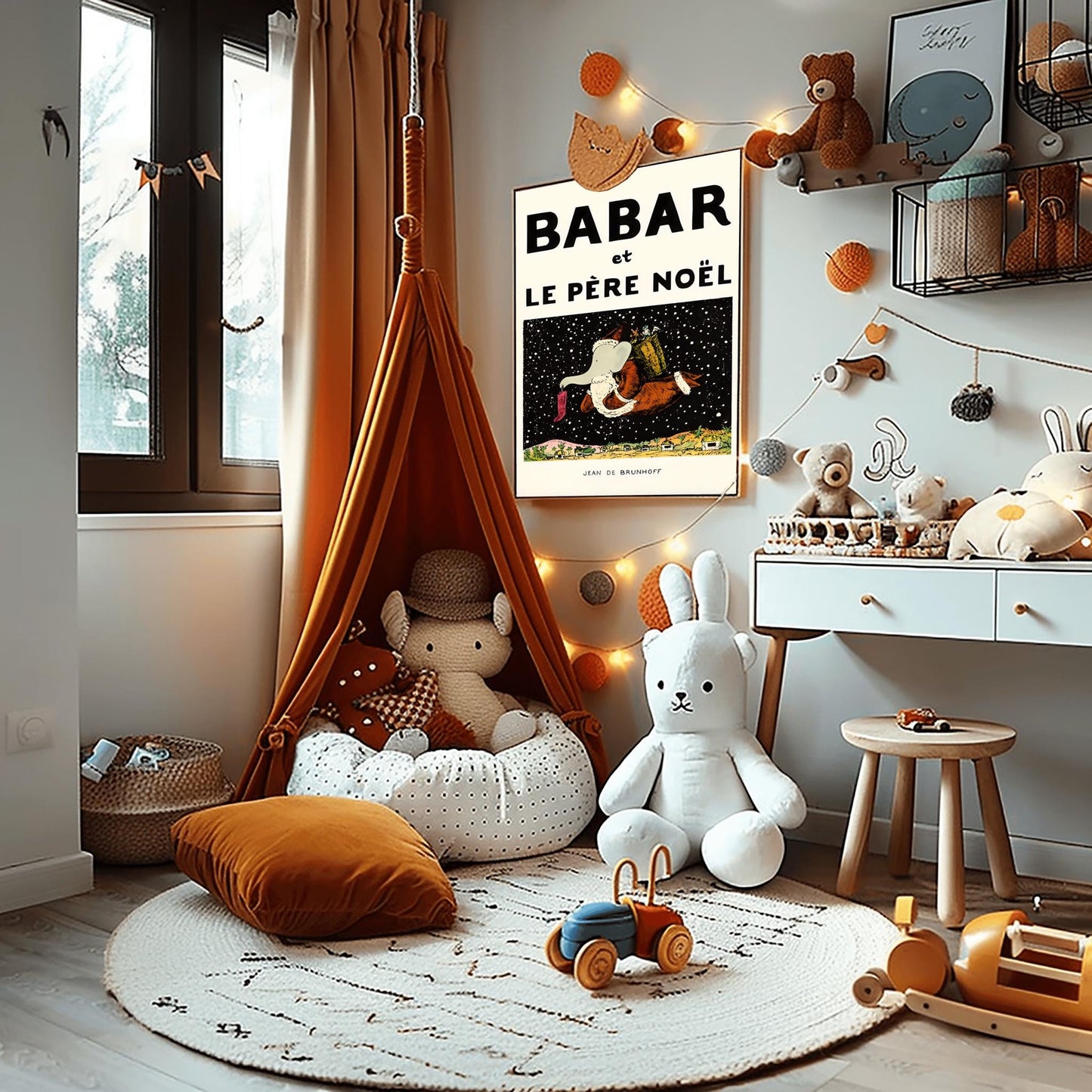 Babar the Elephant Print: Retro Nursery Decor, Kids Room Art
