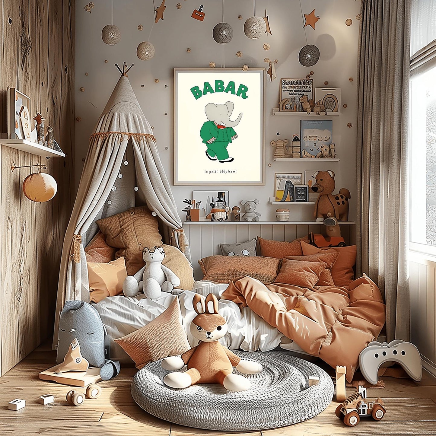 Babar the Elephant Print: Retro Nursery Decor, Kids Room Art