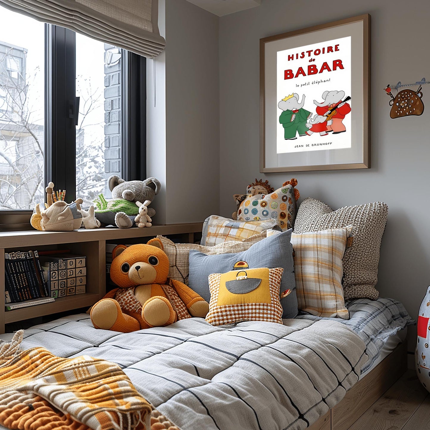 Babar the Elephant Print: Retro Nursery Decor, Kids Room Art